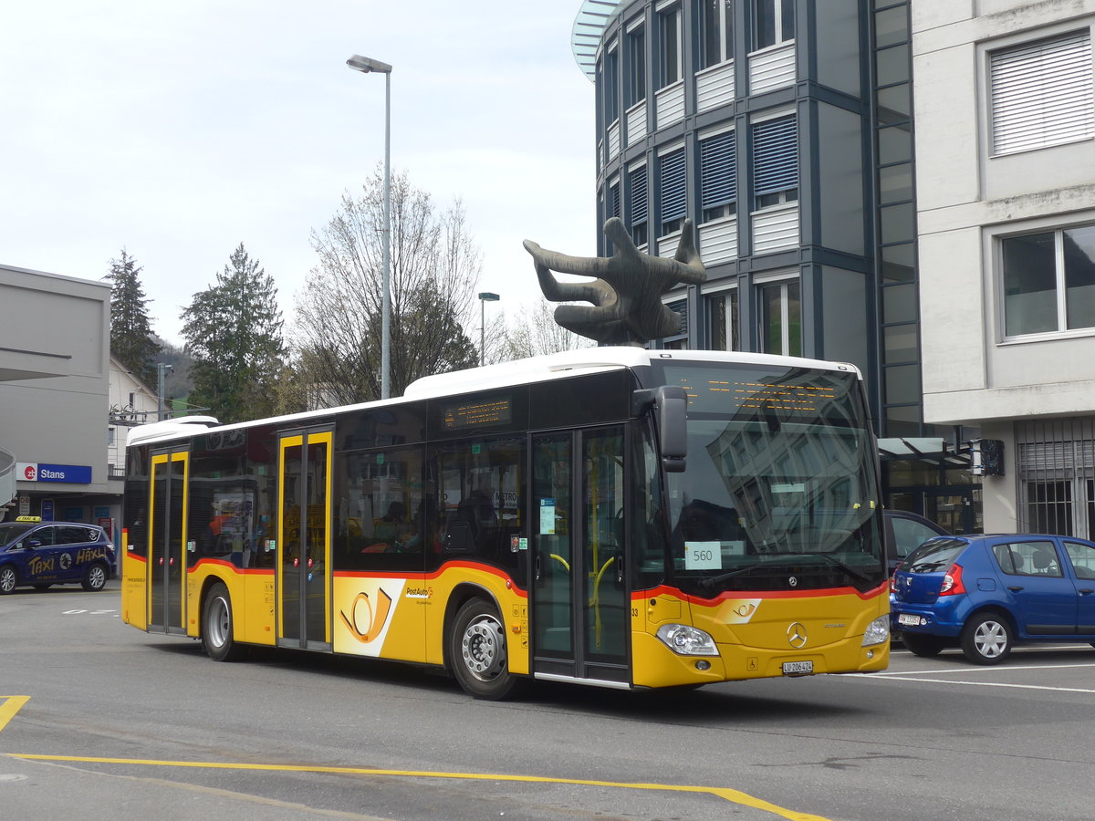 (224'839) - Hfliger, Sursee - Nr. 33/LU 206'424 - Mercedes am 5. April 2021 beim Bahnhof Stans