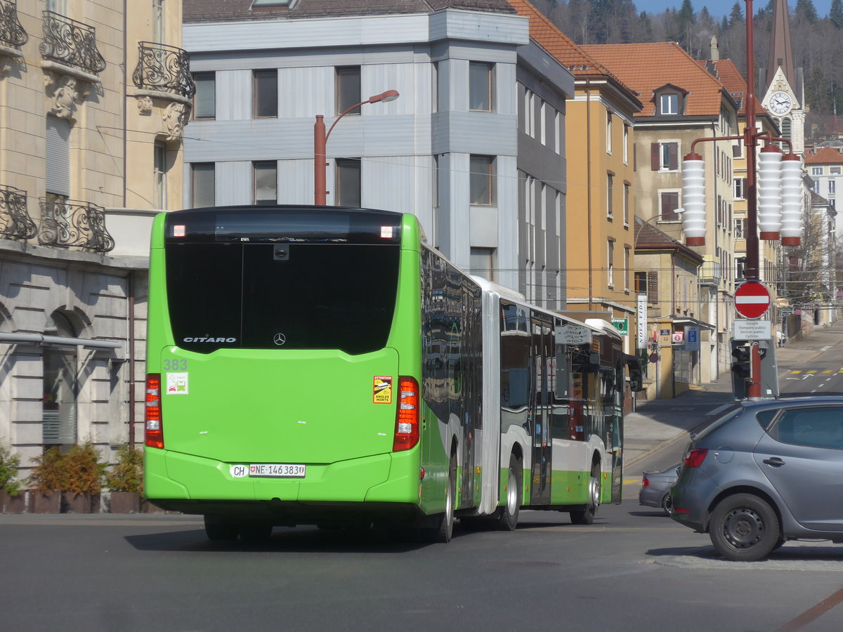 (225'022) - transN, La Chaux-de-Fonds - Nr. 383/NE 146'383 - Mercedes am 17. April 2021 beim Bahnhof La Chaux-de-Fonds