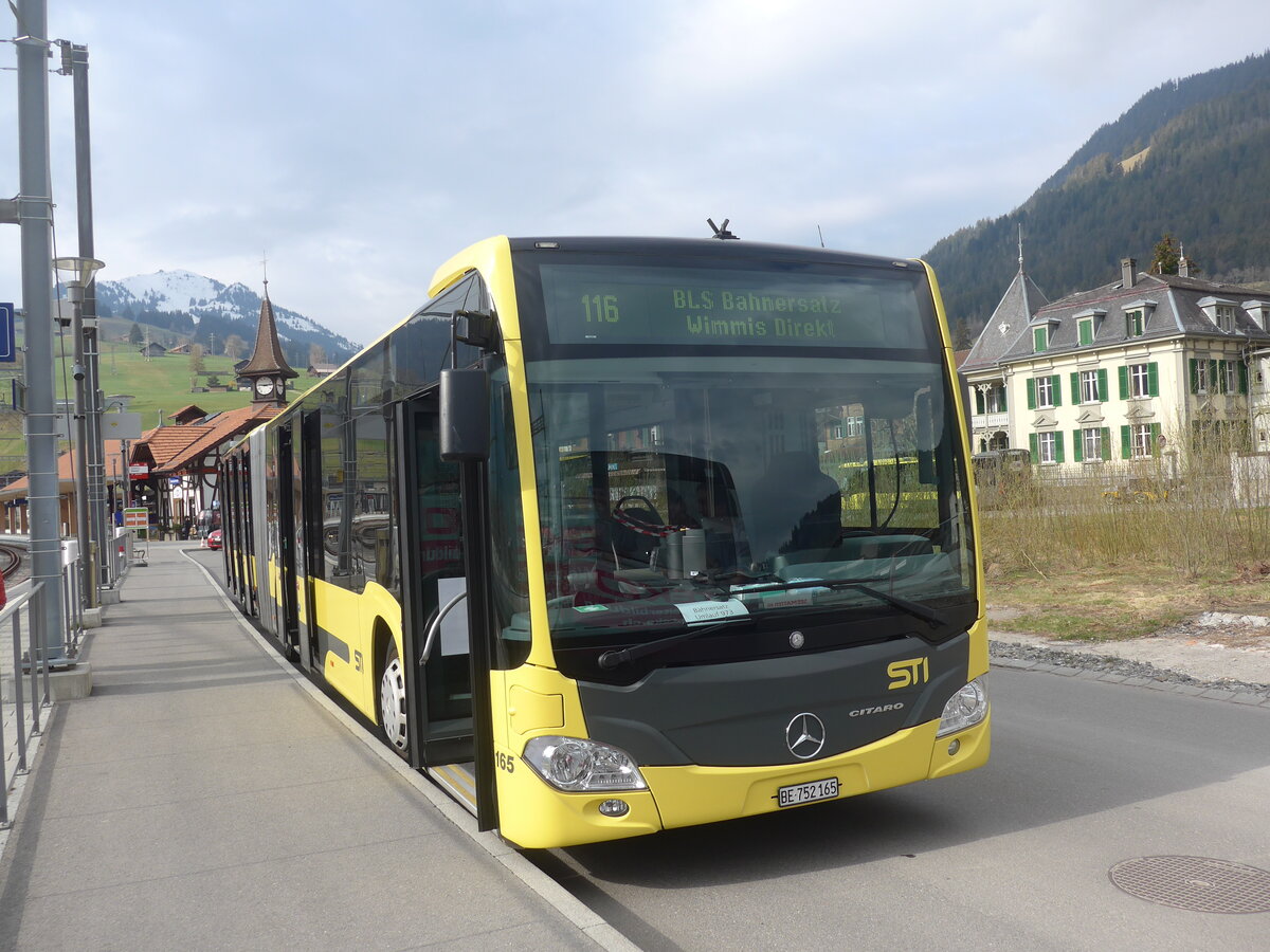 (225'257) - STI Thun - Nr. 165/BE 752'165 - Mercedes am 27. April 2021 beim Bahnhof Zweisimmen