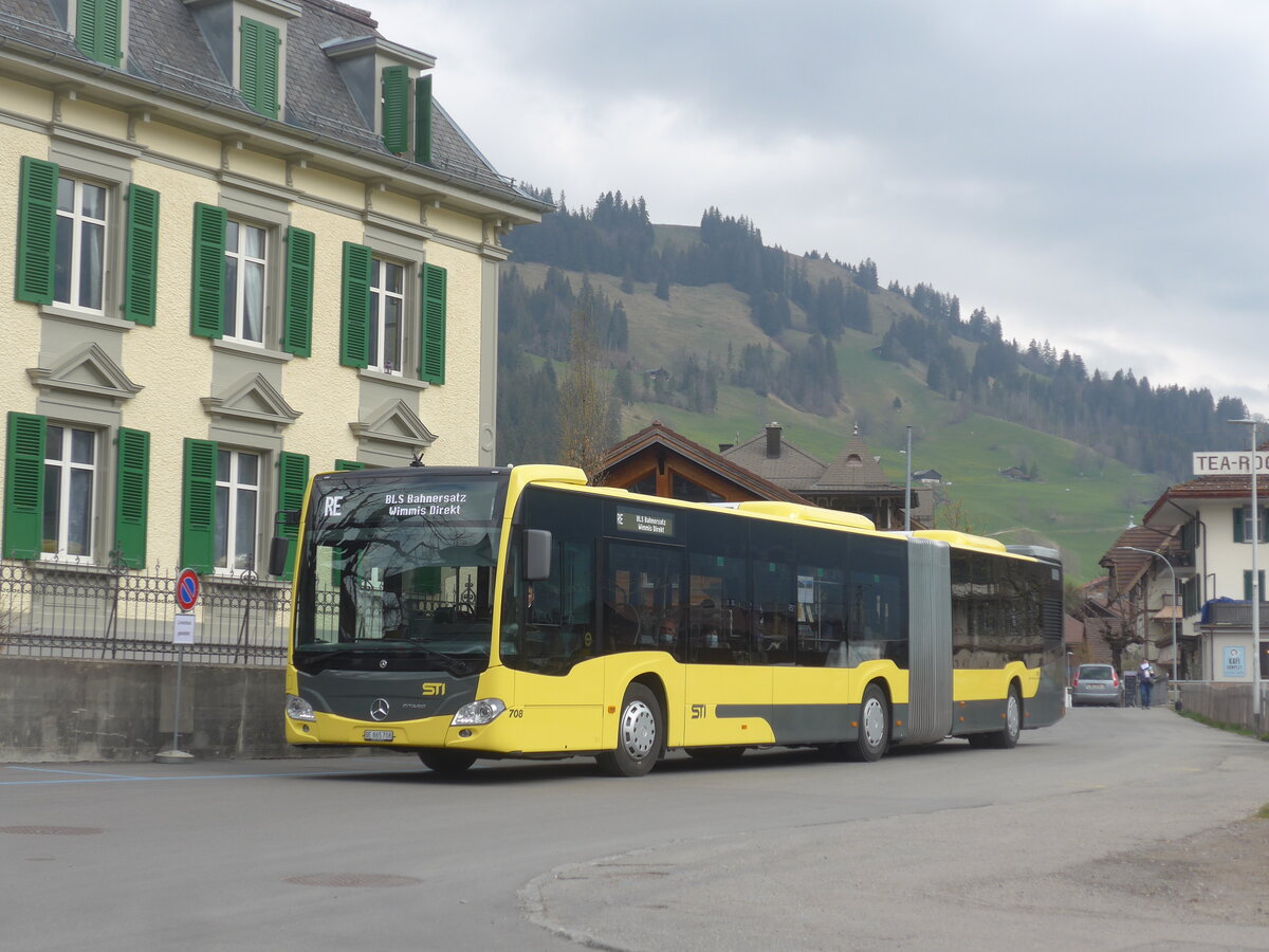 (225'289) - STI Thun - Nr. 708/BE 865'708 - Mercedes am 27. April 2021 beim Bahnhof Zweisimmen