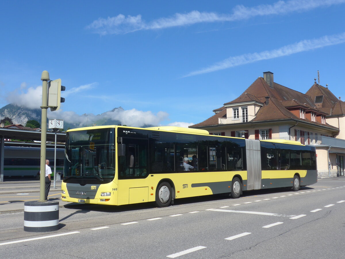 (226'012) - STI Thun - Nr. 146/BE 801'146 - MAN am 26. Juni 2021 beim Bahnhof Spiez