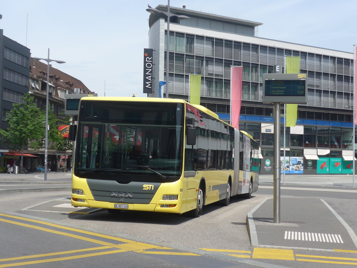 (226'056) - STI Thun - Nr. 140/BE 801'140 - MAN am 27. Juni 2021 beim Bahnhof Thun