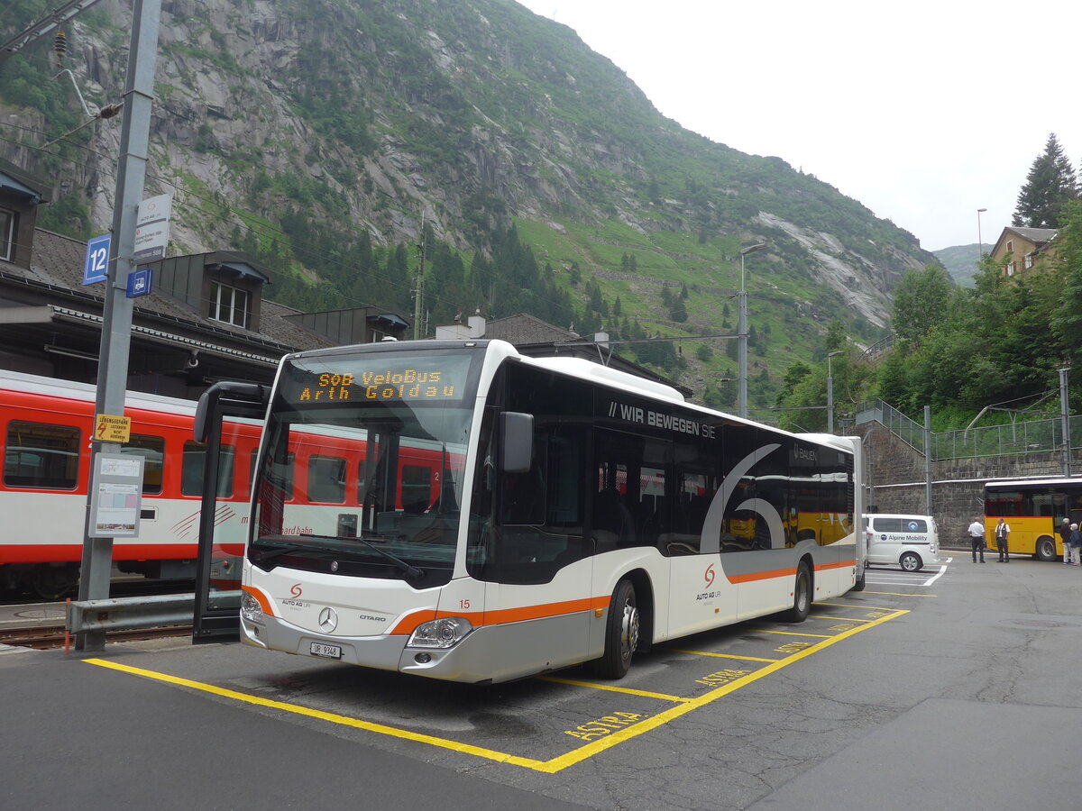 (226'125) - AAGU Altdorf - Nr. 15/UR 9348 - Mercedes am 3. Juli 2021 beim Bahnhof Gschenen