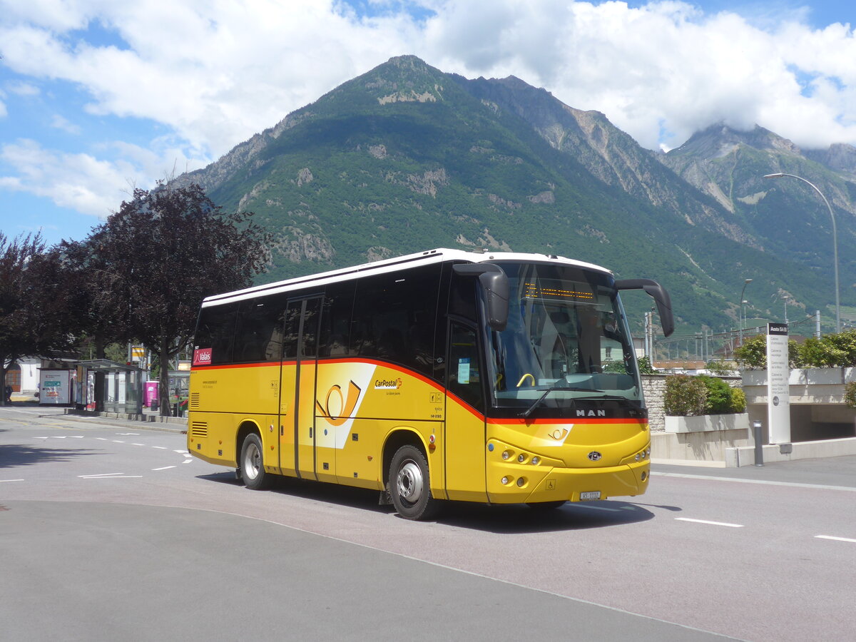 (226'518) - TMR Martigny - Nr. 127/VS 1110 - MAN/Beulas am 17. Juli 2021 beim Bahnhof Martigny