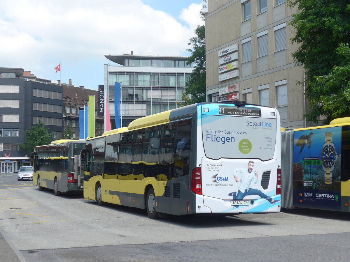 (226'575) - STI Thun - Nr. 192/BE 804'192 - Mercedes am 18. Juli 2021 beim Bahnhof Thun