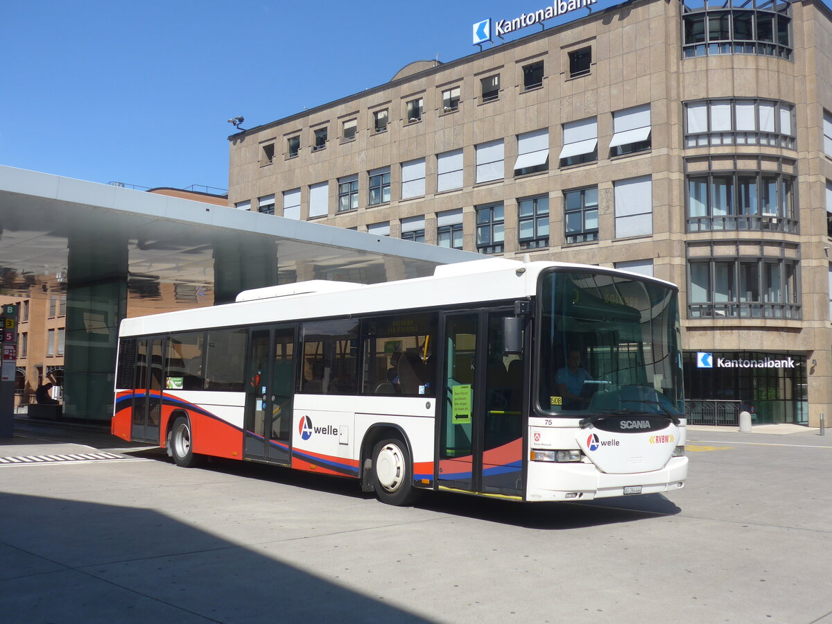 (226'628) - RVBW Wettingen - Nr. 75/AG 264'444 - Scania/Hess am 19. Juli 2021 beim Bahnhof Baden