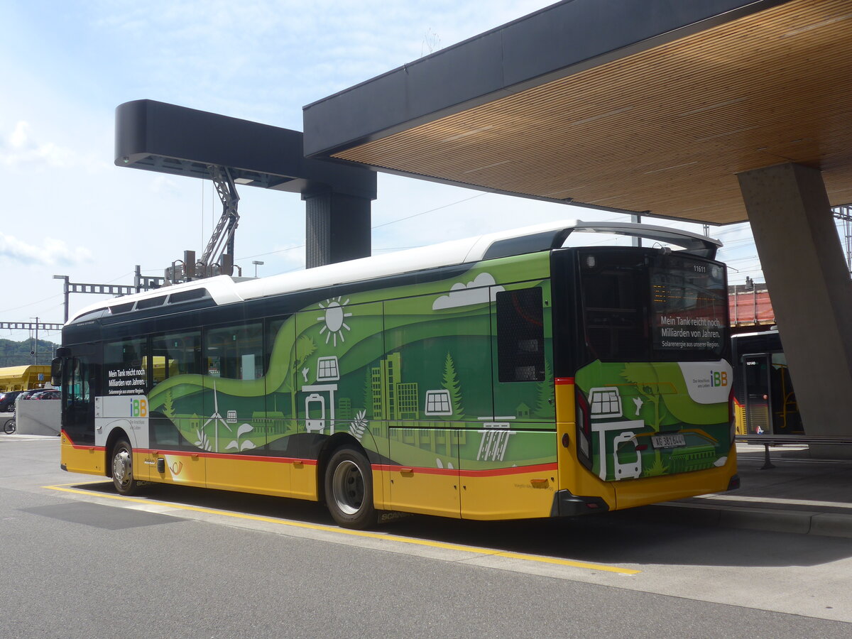 (227'153) - Voegtlin-Meyer, Brugg - AG 381'644 - Scania am 9. August 2021 beim Bahnhof Brugg