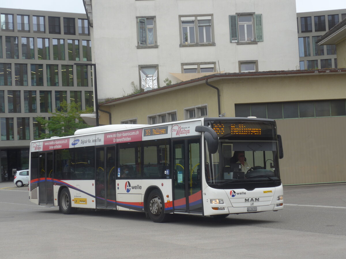 (227'202) - Voegtlin-Meyer, Brugg - Nr. 114/AG 266'593 - MAN am 9. August 2021 beim Bahnhof Brugg