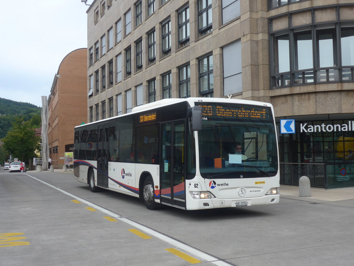 (227'228) - Steffen, Remetschwil - Nr. 62/AG 17'714 - Mercedes am 9. August 2021 beim Bahnhof Baden