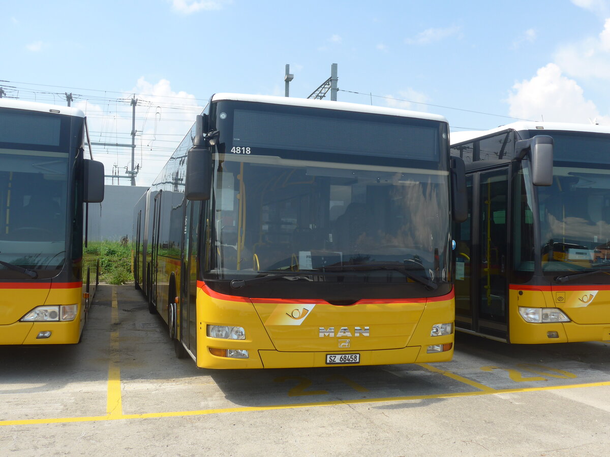 (227'297) - PostAuto Ostschweiz - SZ 68'458 - MAN (ex SZ 44'040; ex Kistler, Reichenburg) am 15. August 2021 in Yverdon, Garage