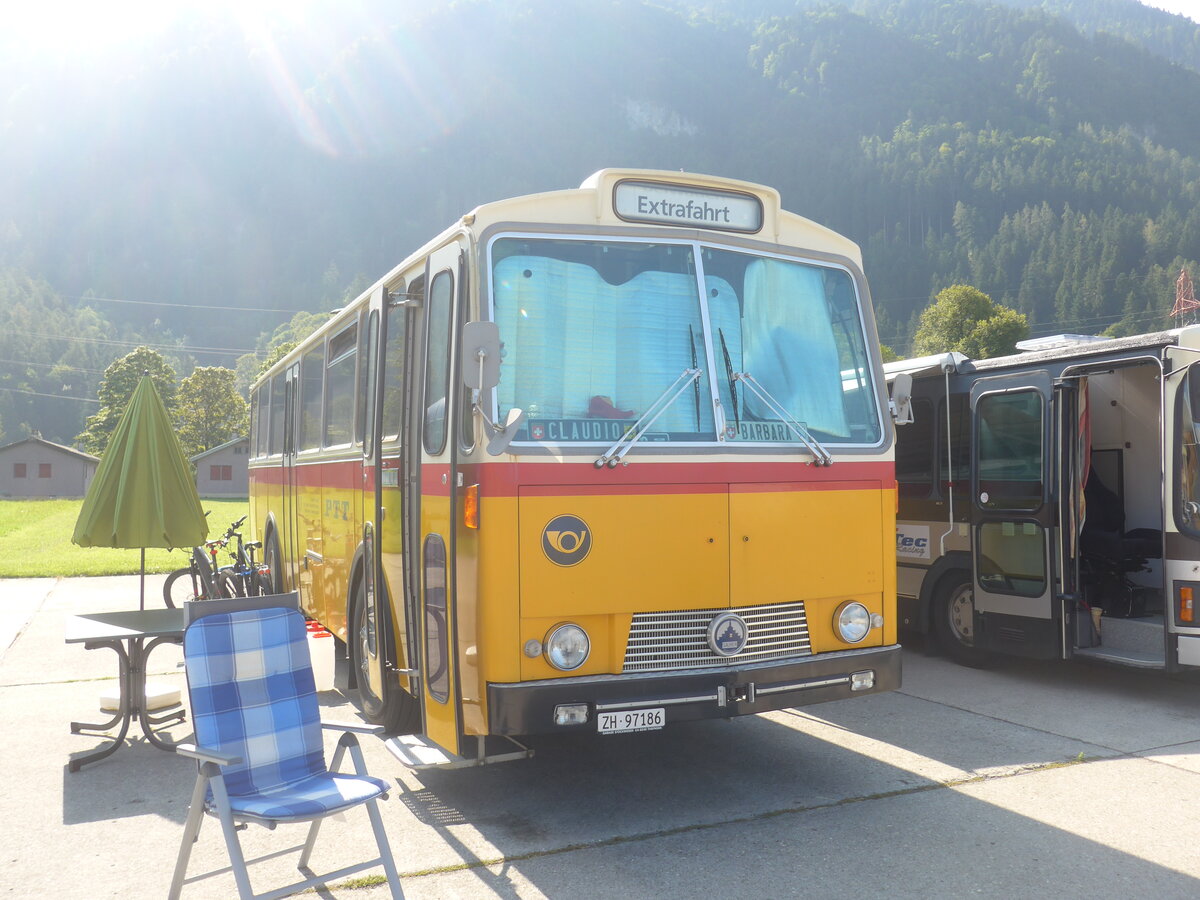 (227'428) - Simoncini, Dllikon - ZH 97'186 - Saurer/Tscher (ex Lambach, Rieden; ex Fssler, Winterthur; ex Steiger, Schlatt; ex P24'647) am 21. August 2021 in Interlaken, Flugplatz