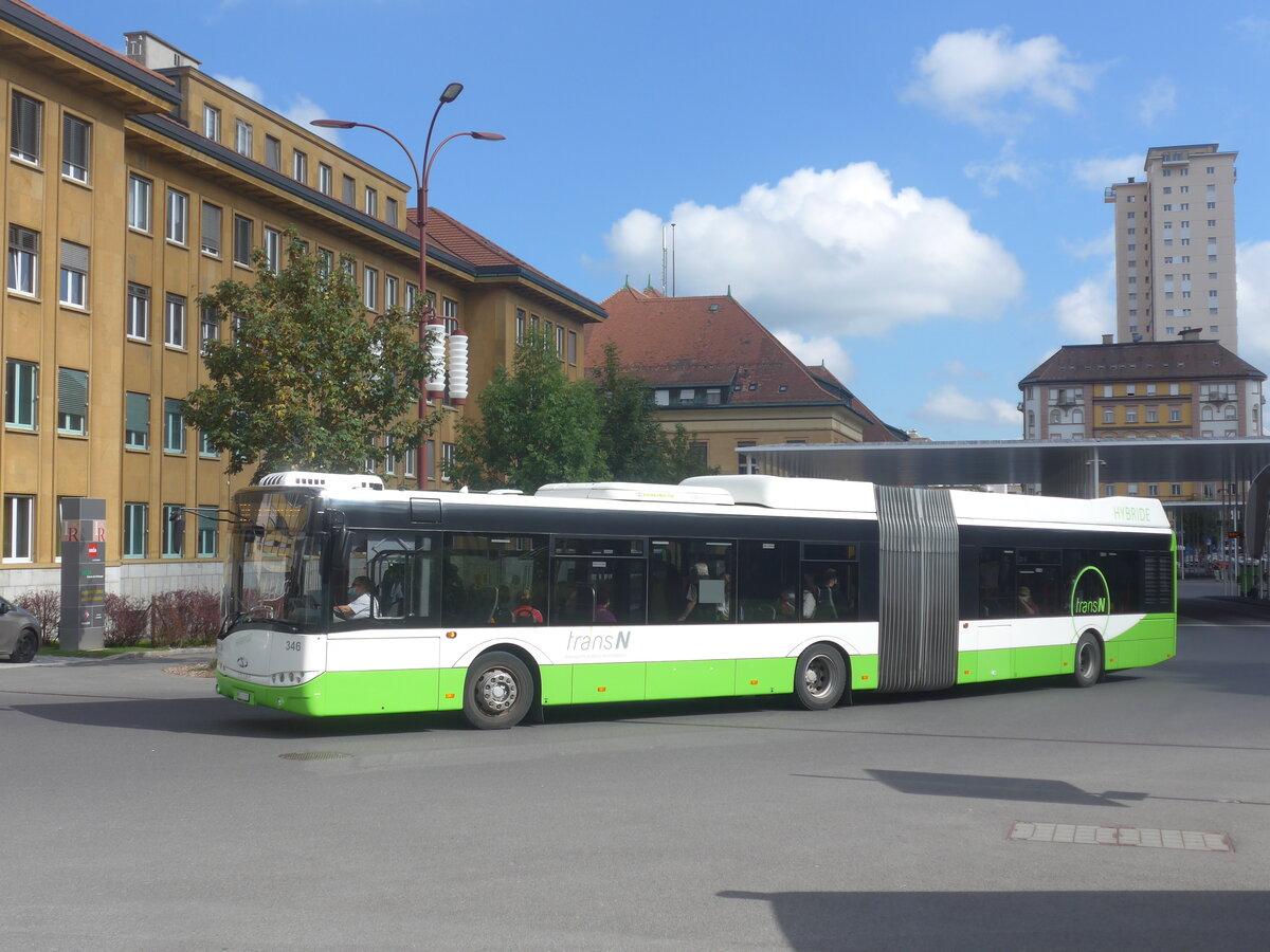 (228'092) - transN, La Chaux-de-Fonds - Nr. 346/NE 145'346 - Solaris am 18. September 2021 beim Bahnhof La Chaux-de-Fonds