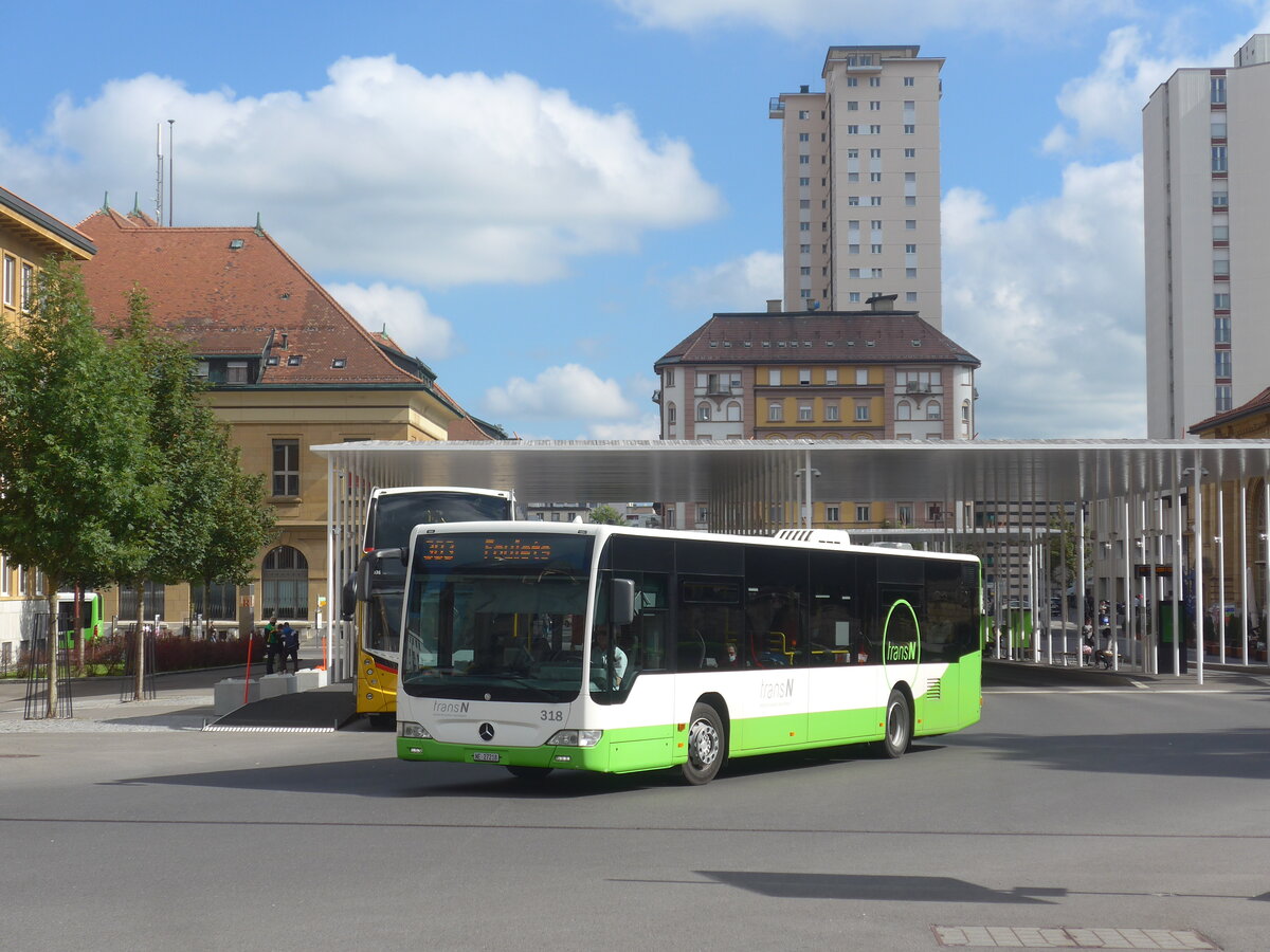 (228'097) - transN, La Chaux-de-Fonds - Nr. 318/NE 27'218 - Mercedes (ex TRN La Chaux-de-Fonds Nr. 318) am 18. September 2021 beim Bahnhof La Chaux-de-Fonds