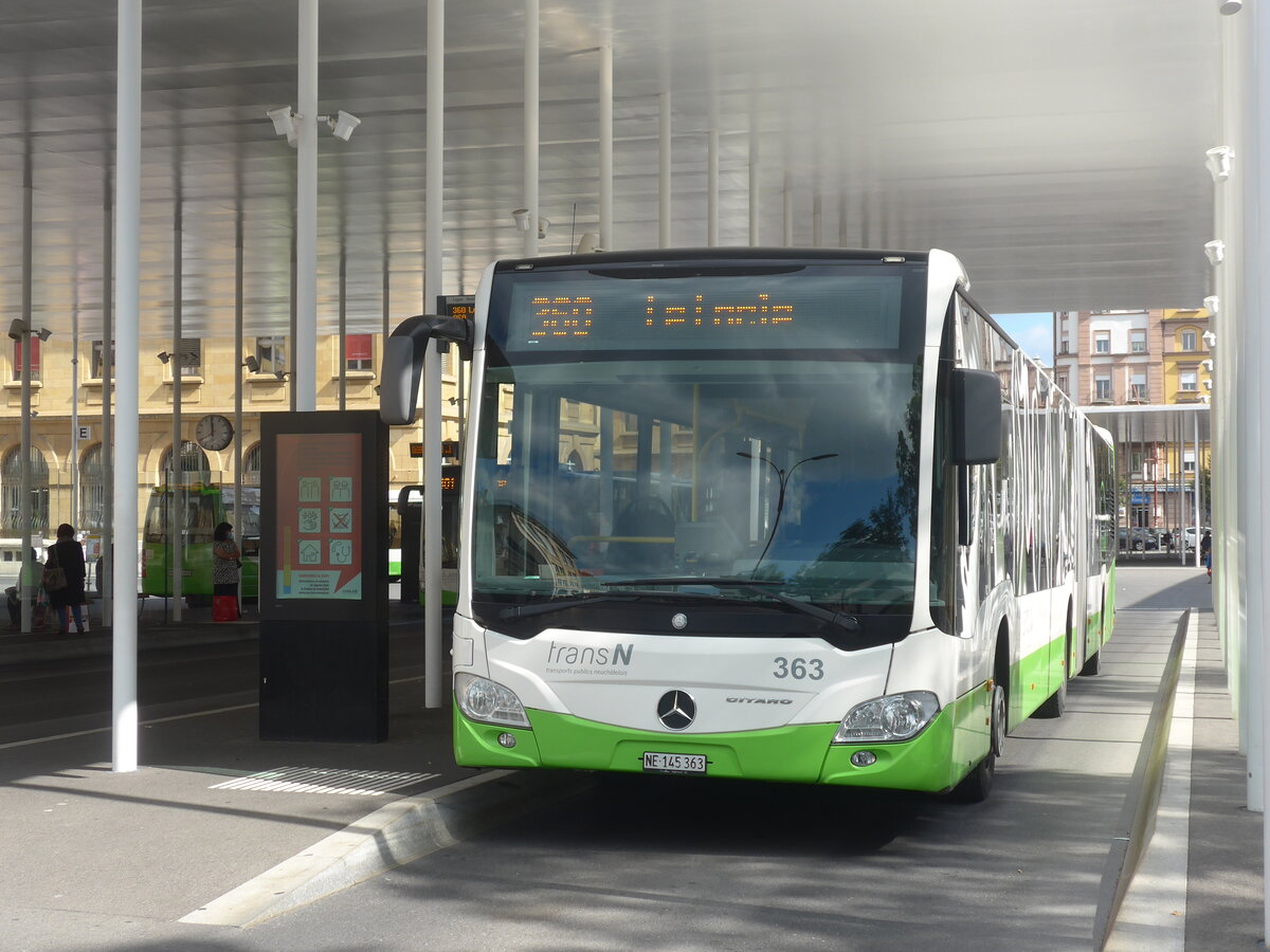 (228'113) - transN, La Chaux-de-Fonds - Nr. 363/NE 145'363 - Mercedes am 18. September 2021 beim Bahnhof La Chaux-de-Fonds