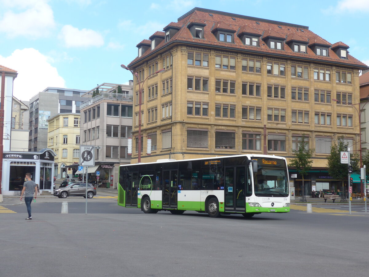 (228'115) - transN, La Chaux-de-Fonds - Nr. 314/NE 48'214 - Mercedes (ex TRN La Chaux-de-Fonds Nr. 314) am 18. September 2021 beim Bahnhof La Chaux-de-Fonds