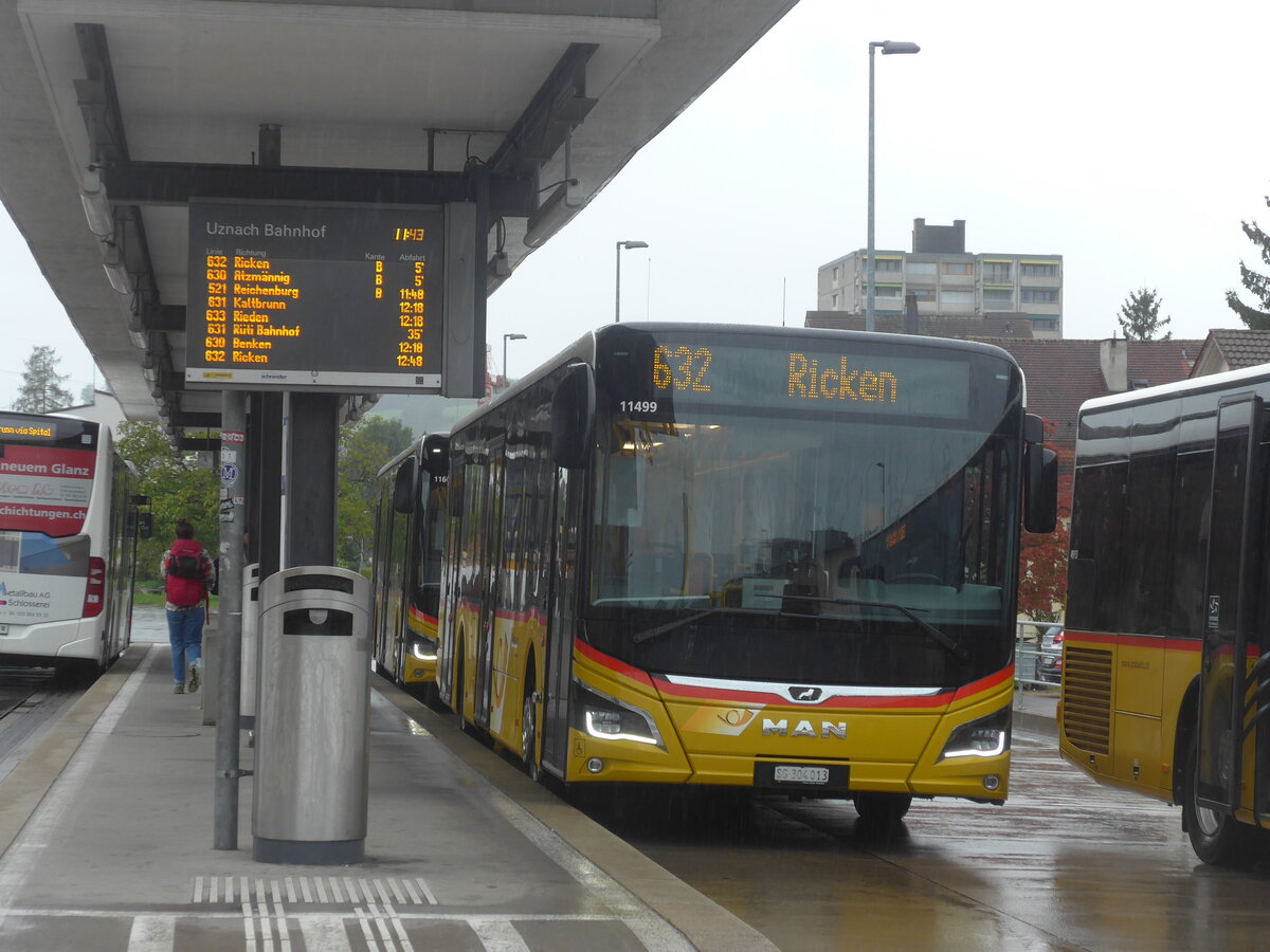 (228'144) - PostAuto Ostschweiz - SG 304'013 - MAN am 19. September 2021 beim Bahnhof Uznach