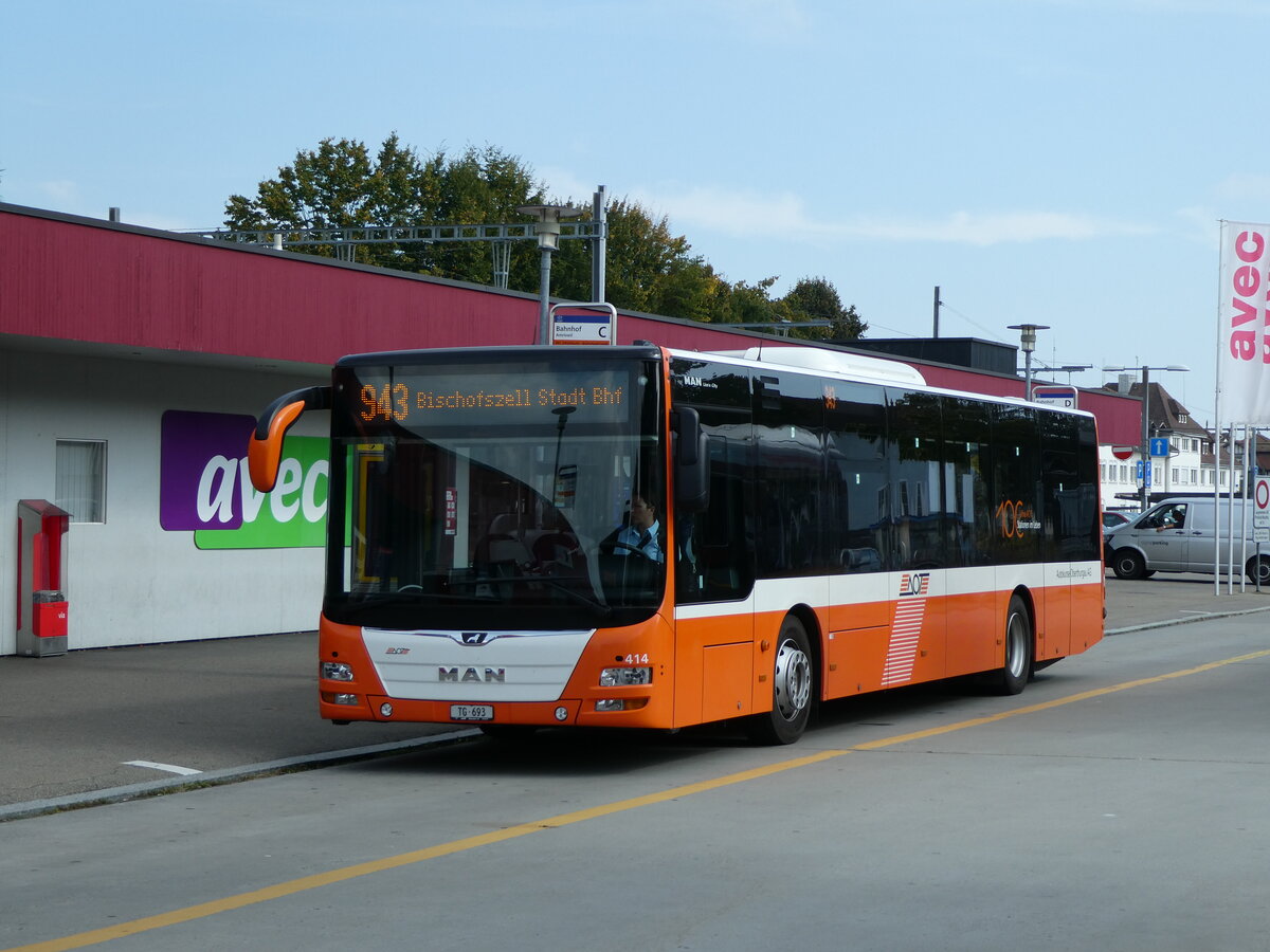 (228'448) - AOT Amriswil - Nr. 414/TG 693 - MAN am 27. September 2021 beim Bahnhof Amriswil