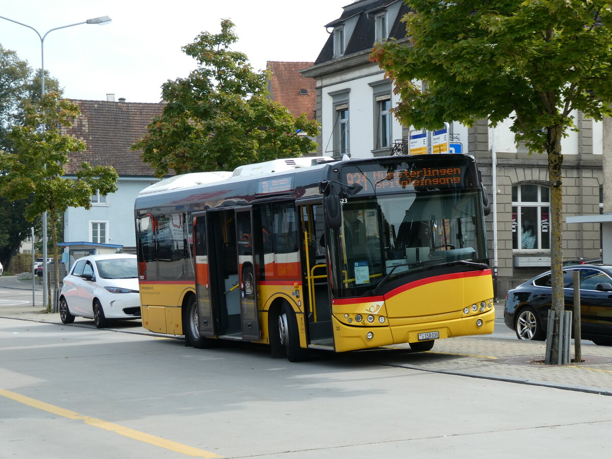 (228'463) - AOT Amriswil - Nr. 23/TG 158'030 - Solaris am 27. September 2021 beim Bahnhof Amriswil