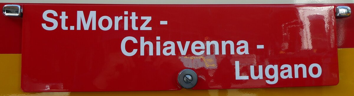 (228'538) - Routentafel - St. Moritz-Chiavenna-Lugano - am 2. Oktober 2021 in Nfels, FBW-Museum