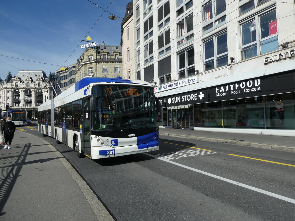 (228'873) - TL Lausanne - Nr. 881 - Hess/Hess Gelenktrolleybus am 11. Oktober 2021 in Lausanne, Bel-Air