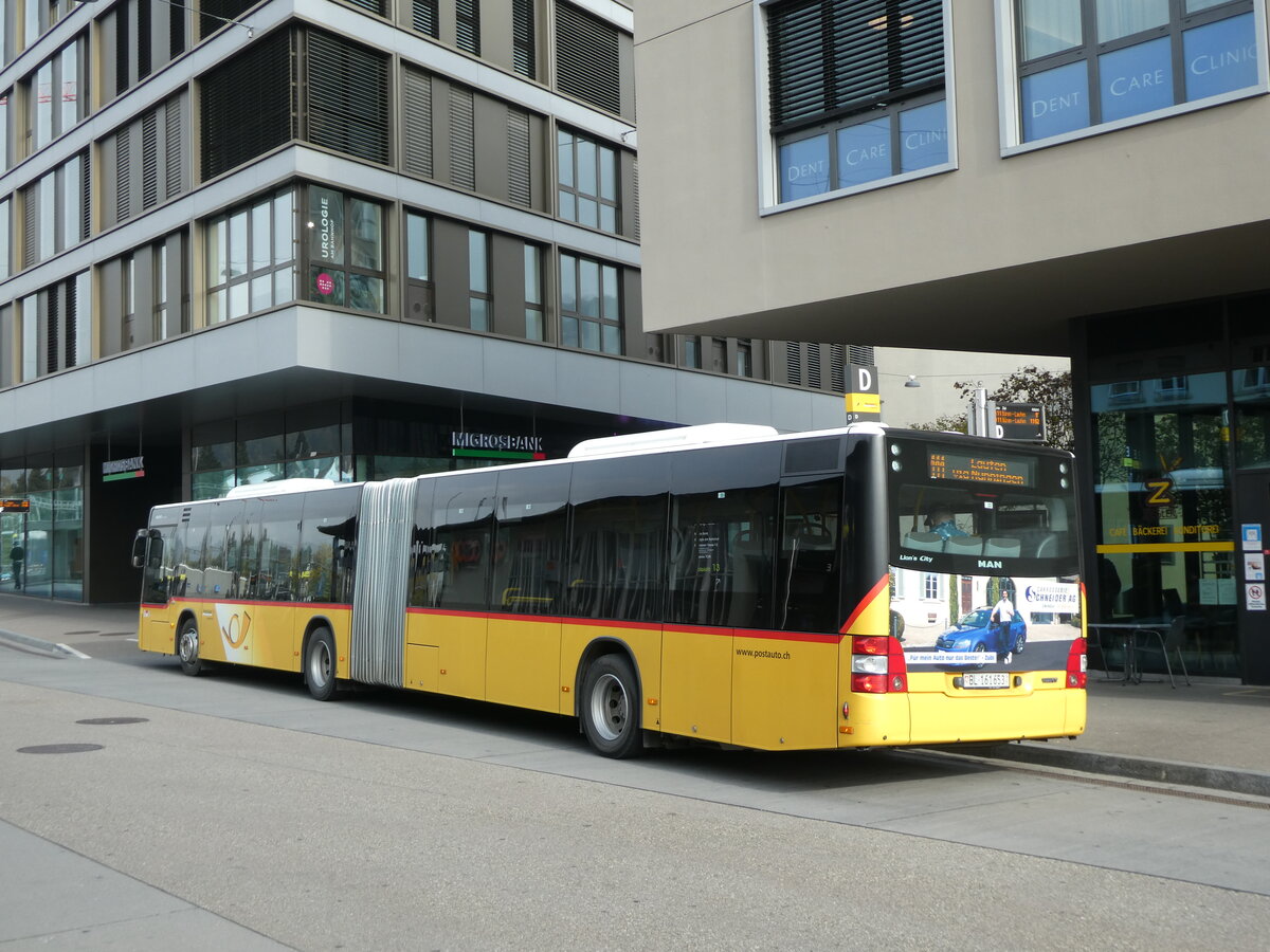 (228'955) - PostAuto Nordschweiz - BL 161'653 - MAN am 12. Oktober 2021 beim Bahnhof Liestal