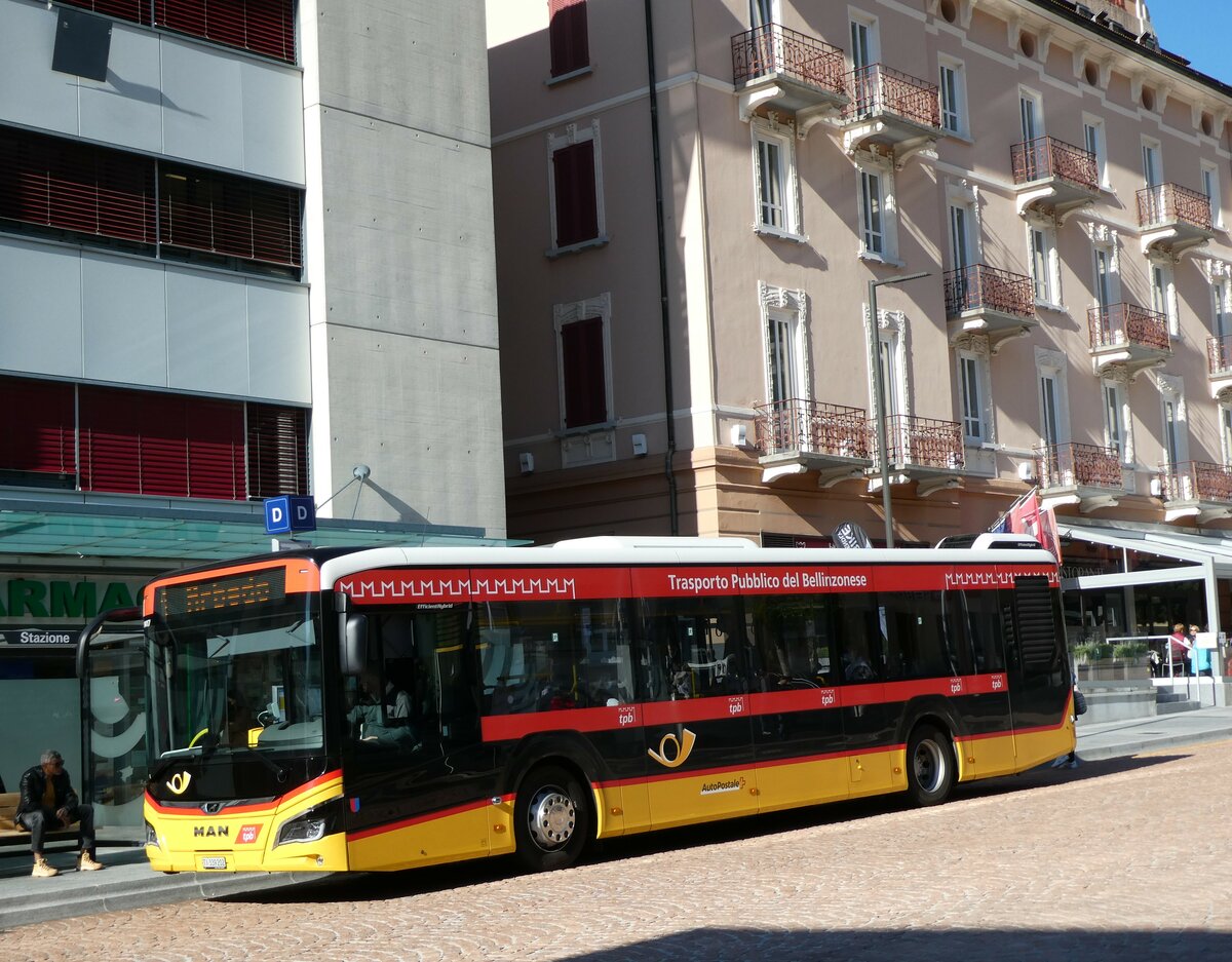 (229'197) - AutoPostale Ticino - TI 339'202 - MAN am 14. Oktober 2021 beim Bahnhof Bellinzona