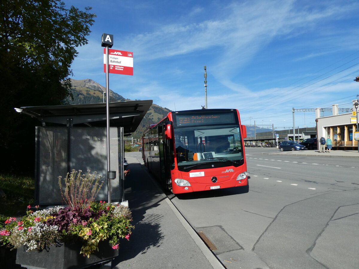 (229'417) - AFA Adelboden - Nr. 28/BE 43'089 - Mercedes am 18. Oktober 2021 beim Bahnhof Frutigen