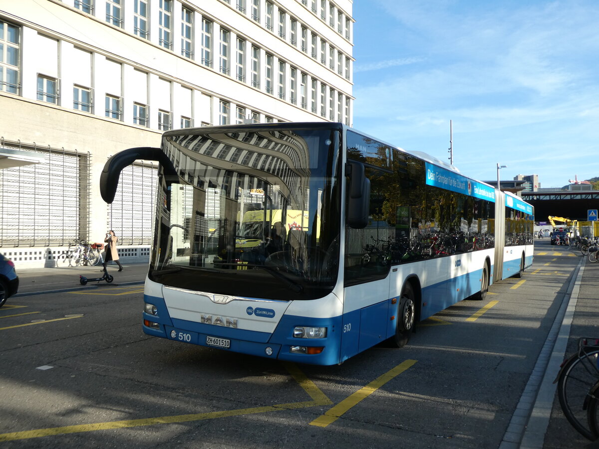 (229'475) - VBZ Zrich - Nr. 510/ZH 601'510 - MAN am 20. Oktober 2021 in Zrich, Sihlpost