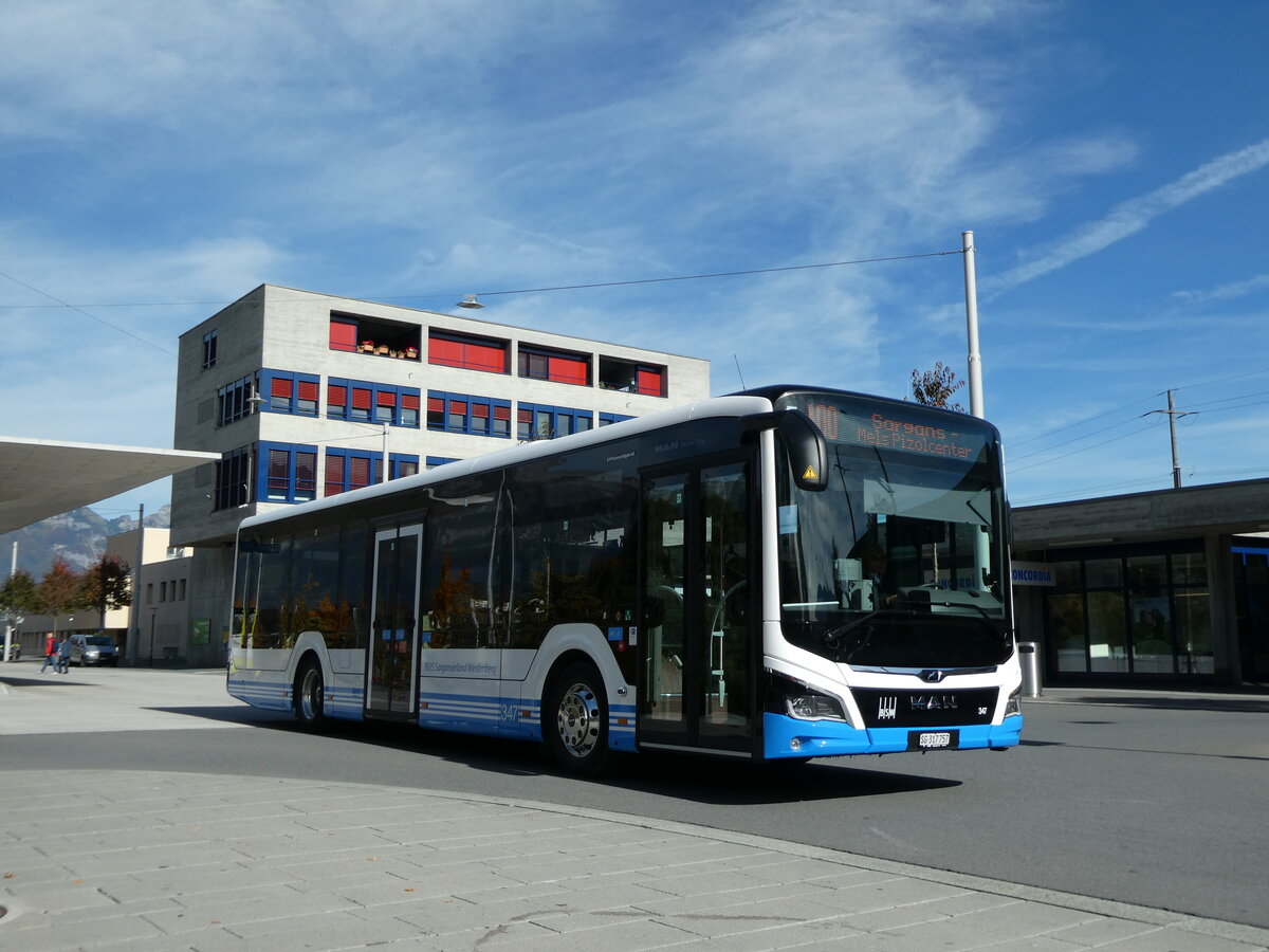 (229'510) - BSW Sargans - Nr. 347/SG 317'757 - MAN am 20. Oktober 2021 beim Bahnhof Sragans