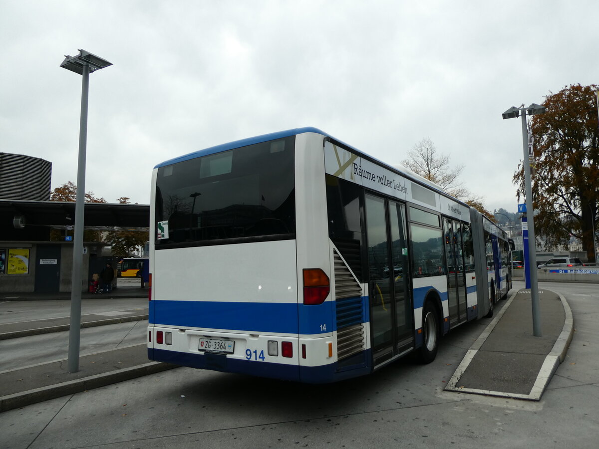 (229'898) - ZVB Zug - Nr. 14/ZG 3364 - Mercedes am 30. Oktober 2021 beim Bahnhof Luzern (Einsatz VBL Luzern Nr. 914)