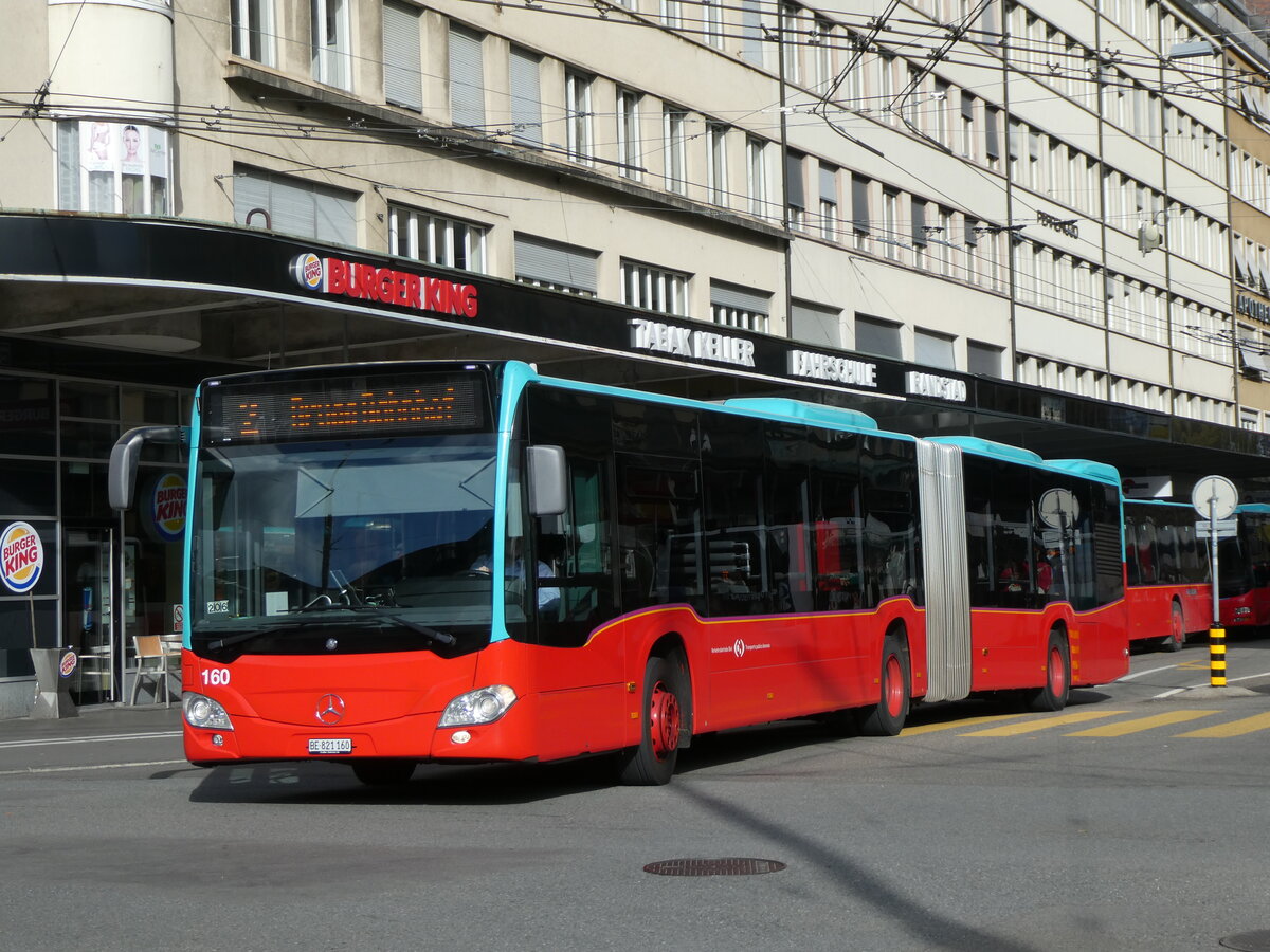 (230'117) - VB Biel - Nr. 160/BE 821'160 - Mercedes am 8. November 2021 beim Bahnhof Biel