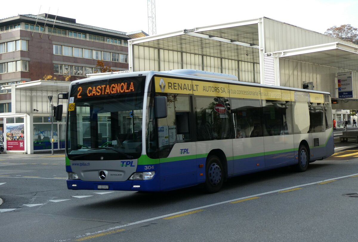 (230'342) - TPL Lugano - Nr. 304/TI 223'917 - Mercedes am 10. November 2021 in Lugano, Centro