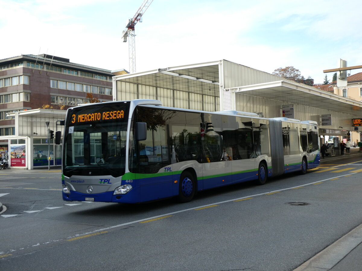 (230'343) - TPL Lugano - Nr. 449/TI 339'504 - Mercedes am 10. November 2021 in Lugano, Centro