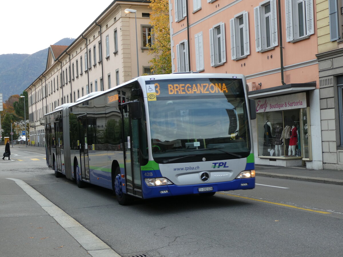 (230'357) - TPL Lugano - Nr. 428/TI 102'028 - Mercedes am 10. November 2021 in Lugano, Centro