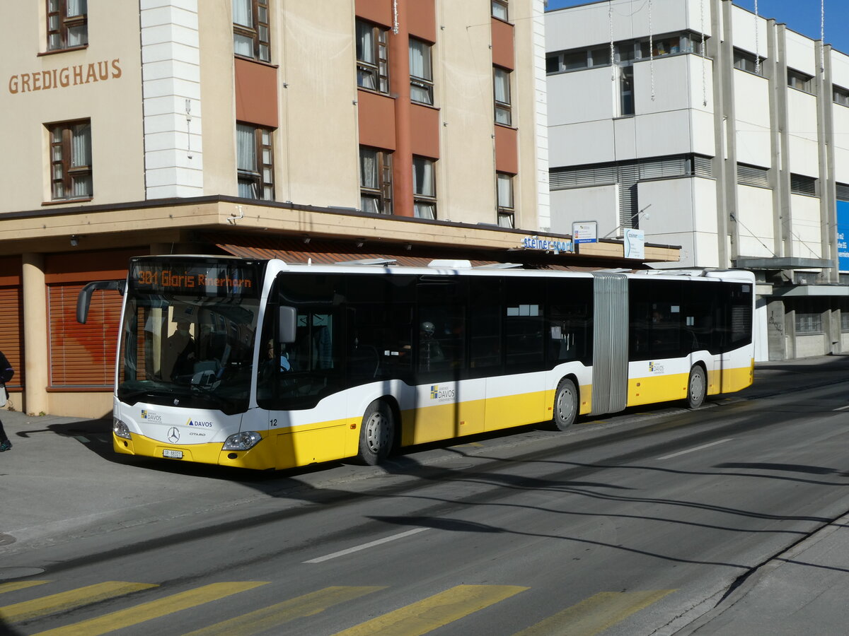 (230'519) - VBD Davos - Nr. 12/GR 88'321 - Mercedes am 12. November 2021 beim Bahnhof Davos Dorf