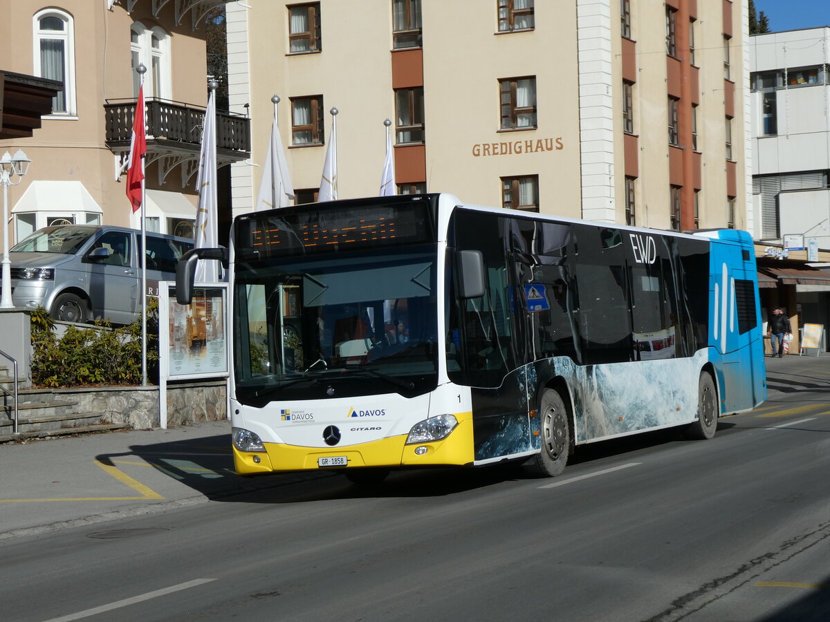 (230'536) - VBD Davos - Nr. 1/GR 1858 - Mercedes am 12. November 2021 beim Bahnhof Davos Dorf