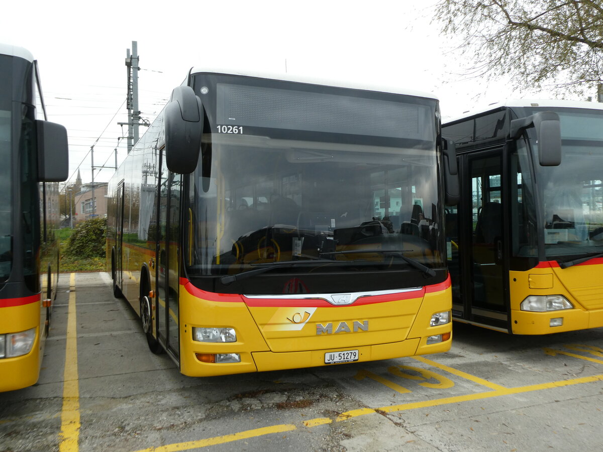 (230'651) - CarPostal Ouest - JU 51'279 - MAN am 13. November 2021 in Yverdon, Garage