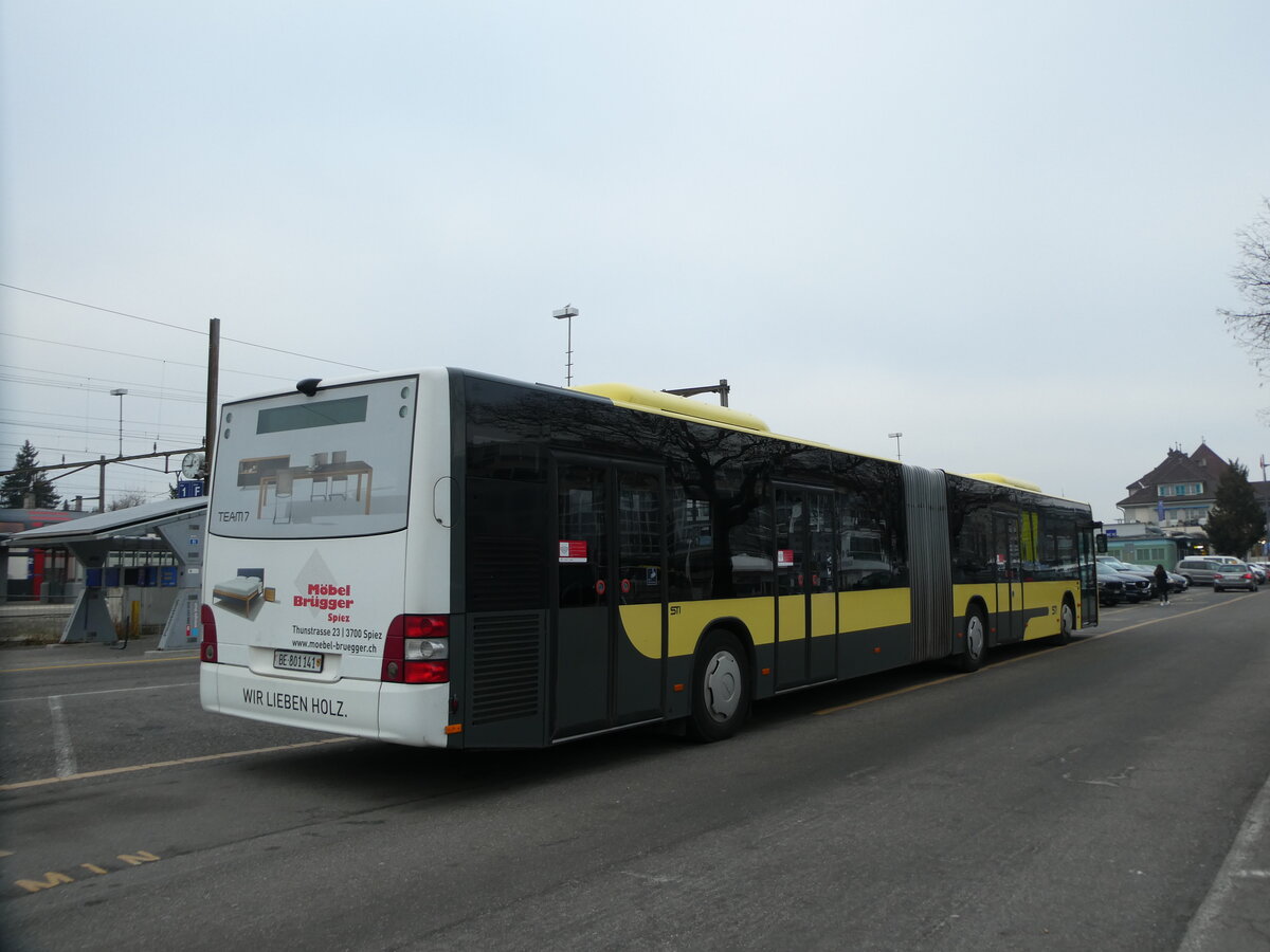 (232'097) - STI Thun - Nr. 141/BE 801'141 - MAN am 19. Januar 2022 in Thun, CarTerminal