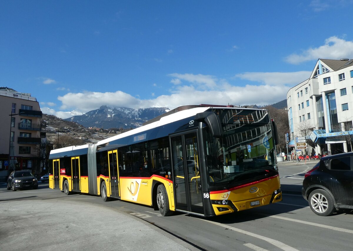 (232'230) - PostAuto Wallis - Nr. 56/VS 522'959 - Solaris am 21. Januar 2022 beim Bahnhof Wallis