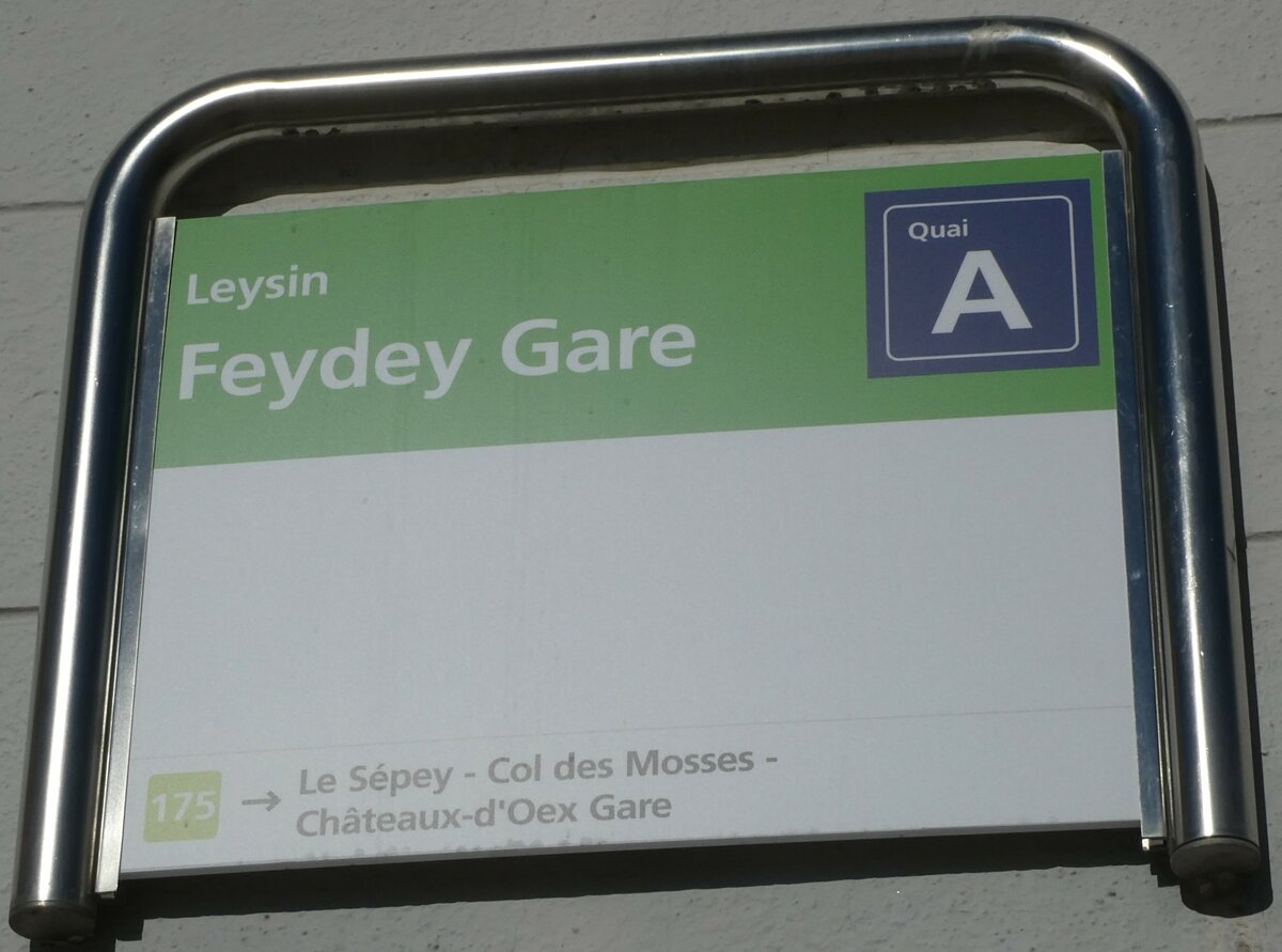 (232'272) - tpc-Haltestellenschild - Leysin, Feydey Gare - am 22. Januar 2022