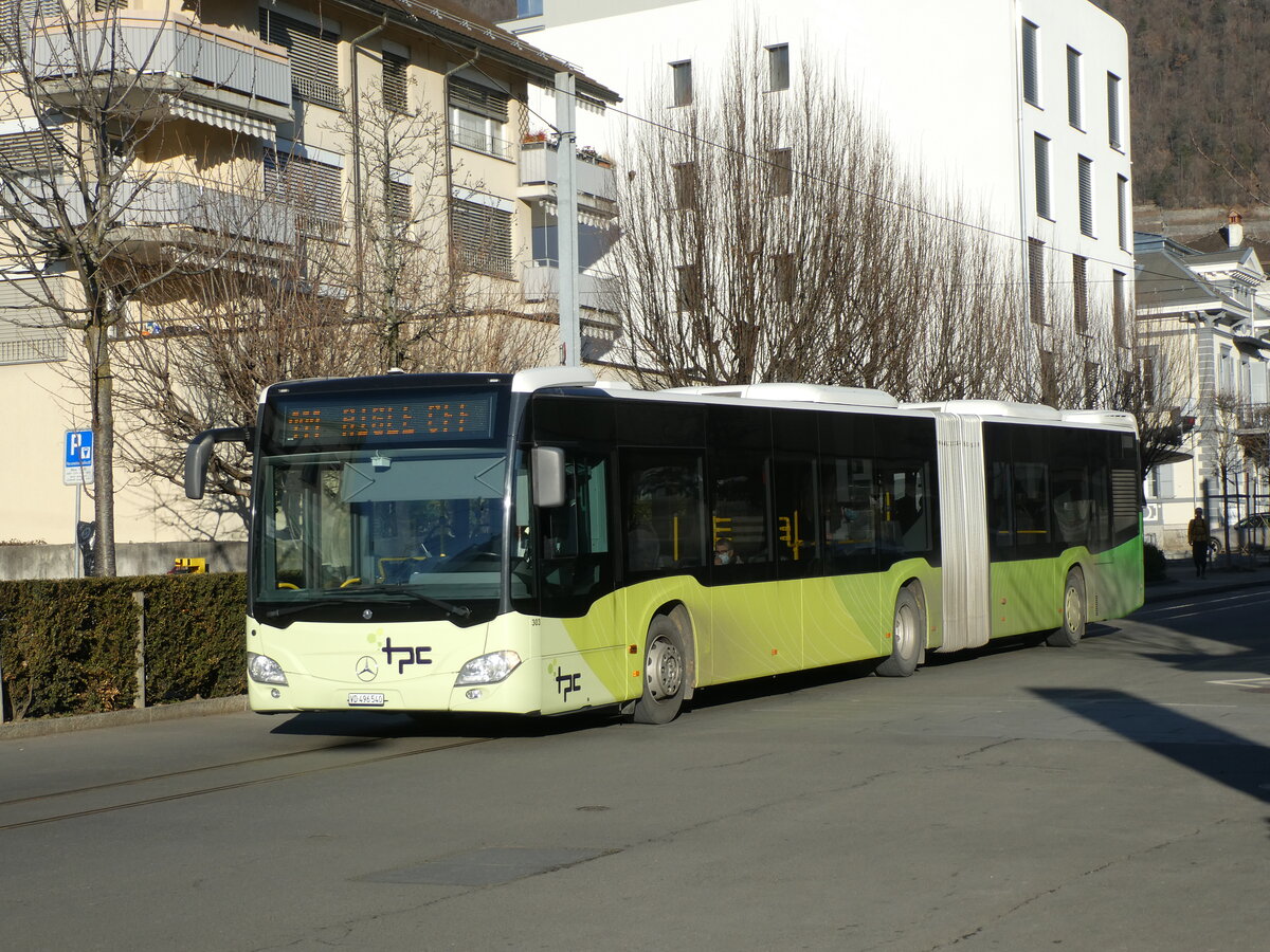 (232'295) - TPC Aigle - Nr. 303/VD 496'540 - Mercedes (ex PostAuto Bern Nr. 633) am 22. Januar 2022 beim Bahnhof Aigle