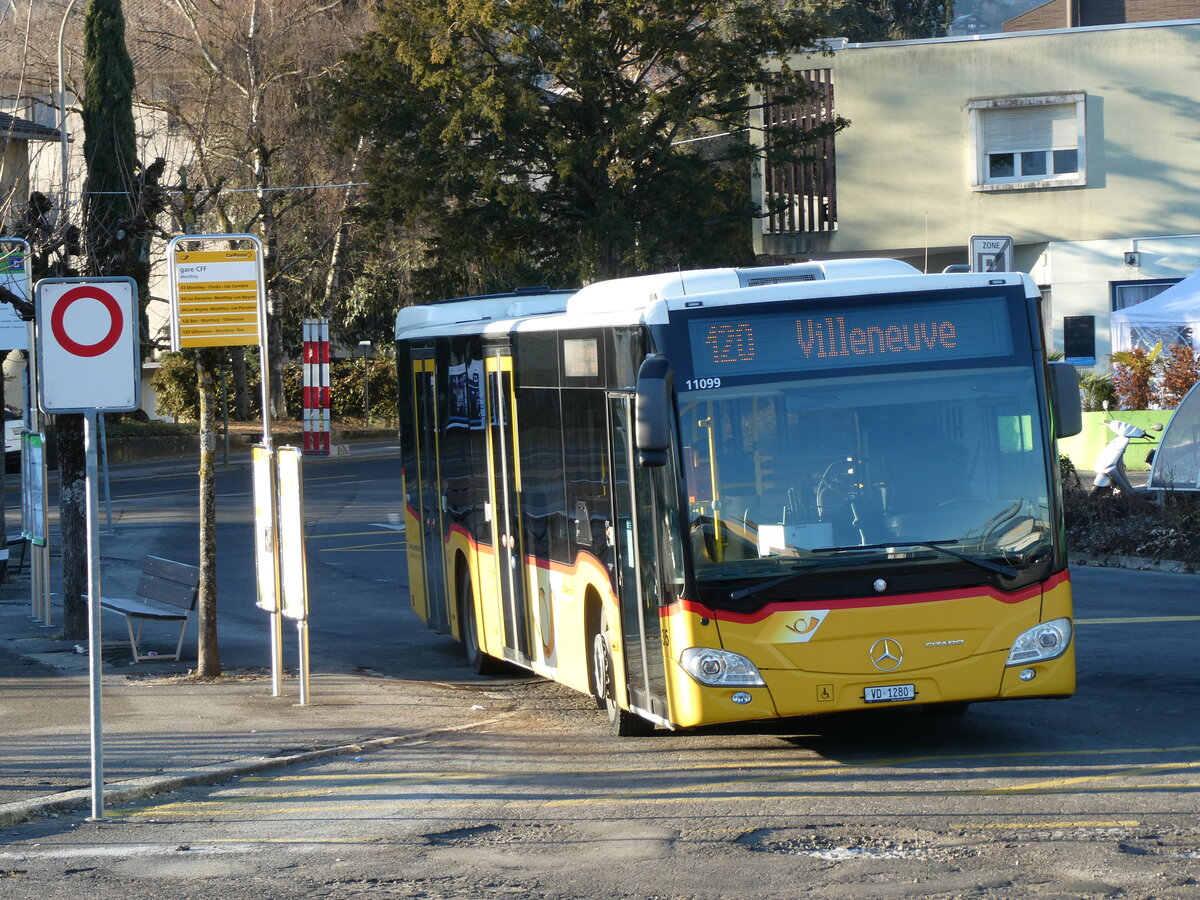 (232'309) - MOB Montreux - Nr. 35/VD 1280 - Mercedes am 23. Januar 2022 beim Bahnhof Monthey CFF