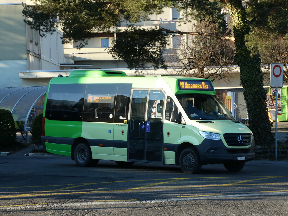 (232'311) - TPC Aigle - Nr. 611/VS 535'472 - Mercedes/ProBus am 23. Januar 2022 beim Bahnhof Monthey CFF