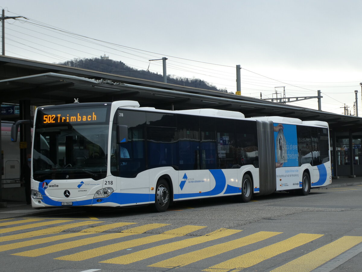 (232'939) - BOGG Wangen b.O. - Nr. 218/SO 78'623 - Mercedes am 14. Februar 2022 beim Bahnhof Olten