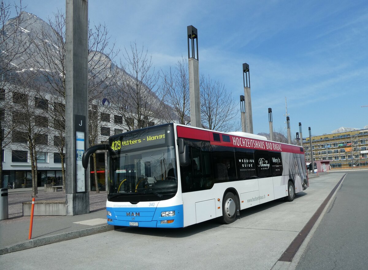 (233'554) - BSW Sargans - Nr. 340/SG 297'513 - MAN am 8. Mrz 2022 beim Bahnhof Sargans