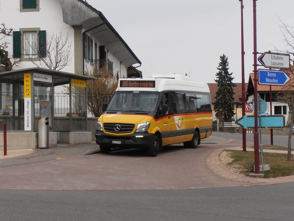 (233'926) - CarPostal Ouest - VD 477'678 - Mercedes (ex Faucherre, Moudon) am 13. Mrz 2022 in Mzires, Village