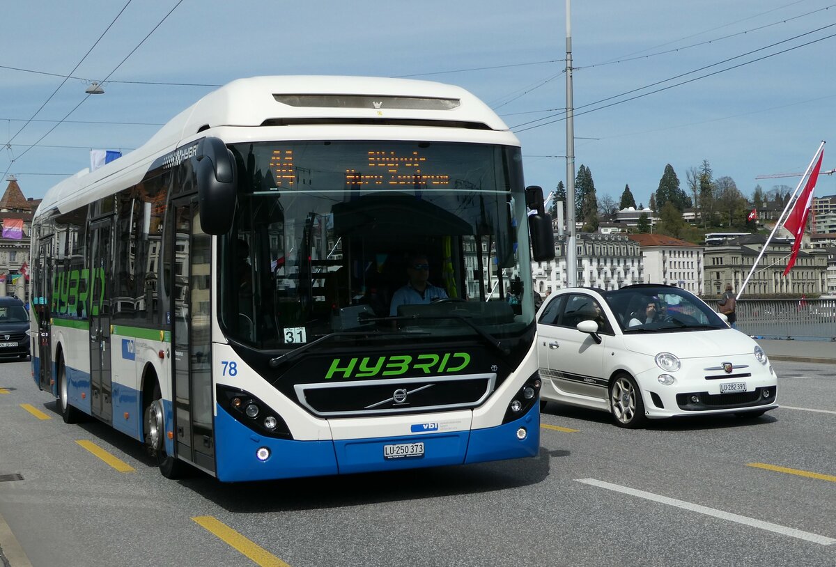 (234'439) - VBL Luzern - Nr. 78/LU 250'373 - Volvo am 11. April 2022 in Luzern, Bahnhofbrcke