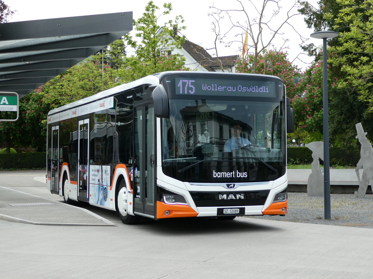 (235'177) - Bamert, Wollerau - SZ 12'089 - MAN am 4. Mai 2022 beim Bahnhof Richterswil