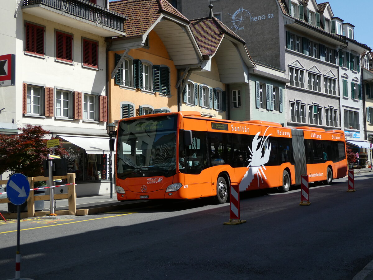 (235'524) - STI Thun - Nr. 171/BE 752'171 - Mercedes am 9. Mai 2022 in Thun, Marktgasse (prov. Haltestelle)