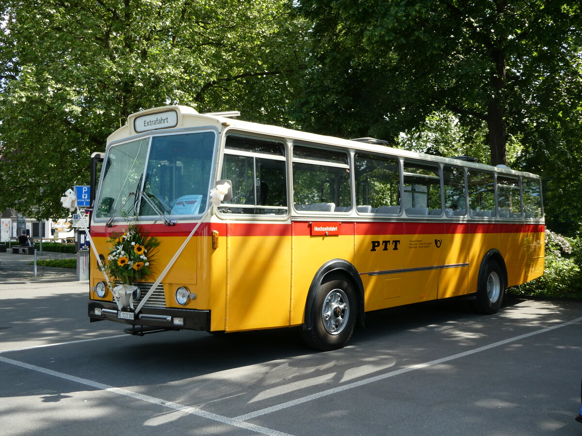 (235'751) - Gast, Reutigen - BE 113'160 - Saurer/Tscher (ex HPTrans, Thusis; ex Mauerhofer, Worb; ex Erni, Schupfart Nr. 3; ex P 24'636) am 20. Mai 2022 in Thun, Grabengut